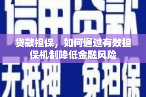 横峰贷款担保，如何通过有效担保机制降低金融风险